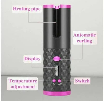 Automatic Auto Hair Curler Wireless Curling Iron Ceramic Rotating Cordless Usb Rechargeable Timer Lcd Digital Hair Curler Irons Adjustable Temperature Hair Care Hair Styling Tool