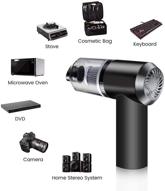 Portable High Power 2 in 1 Car Vacuum Cleaner | USB Rechargeable Wireless Handheld Car Vacuum Cleaner and Smooth Design | Built in LED Light, Portable,Wet and Dry, HEPA Filter,