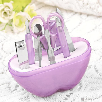 Apple Shape 8 in 1 Manicure Pedicure Set | Compact Size Stainless Steel Pedicure | Salon Nail Clippers, Scissors, Tweezers Knife, Eyebrow Utility Tools | Care Tool Sets With Carry Case