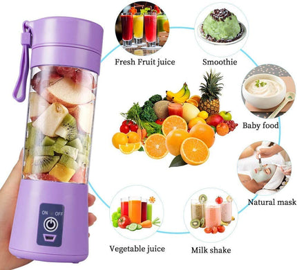 Kesrinplus® Portable 6 Blade Juicer - 1 USB Ports Electric USB Juice Maker & Blender | Rechargeable Juice Mixer for Smoothies, Protein Shakes, and Juices, Travel, Gym & Personal Use (Free Straw Set)