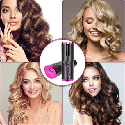 Automatic Auto Hair Curler Wireless Curling Iron Ceramic Rotating Cordless Usb Rechargeable Timer Lcd Digital Hair Curler Irons Adjustable Temperature Hair Care Hair Styling Tool